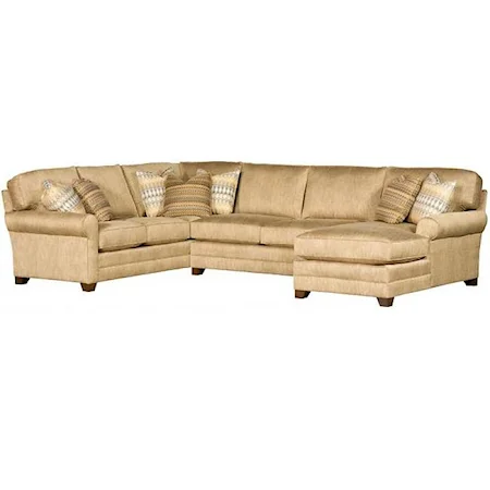 Transitional Sectional with Tapered Block Feet